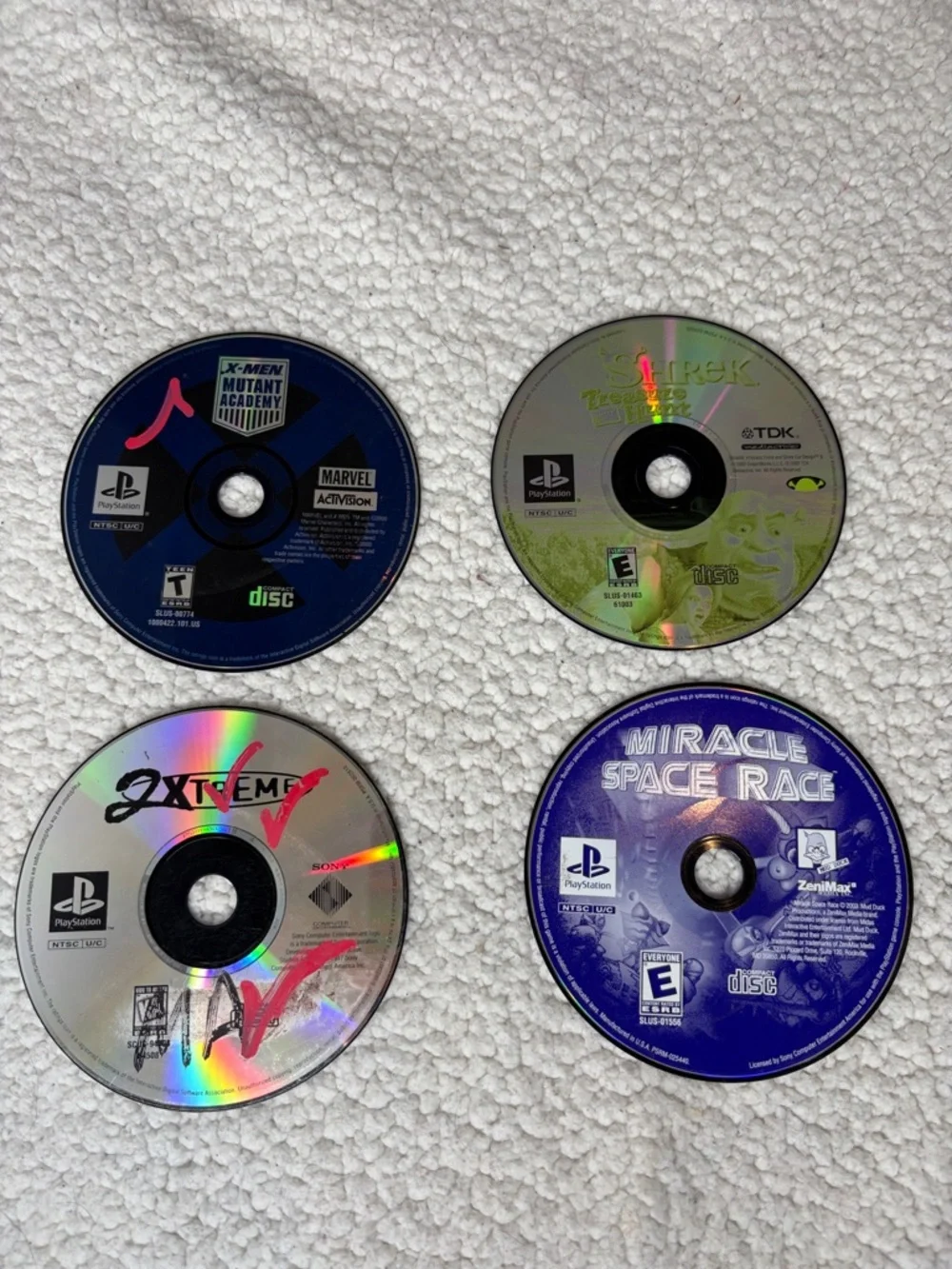 Set Of 4 Sony PlayStation Game Discs, NO BOX